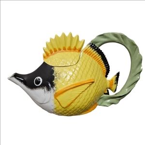 Vintage Yellow Longfish Butterfly Fish Teapot